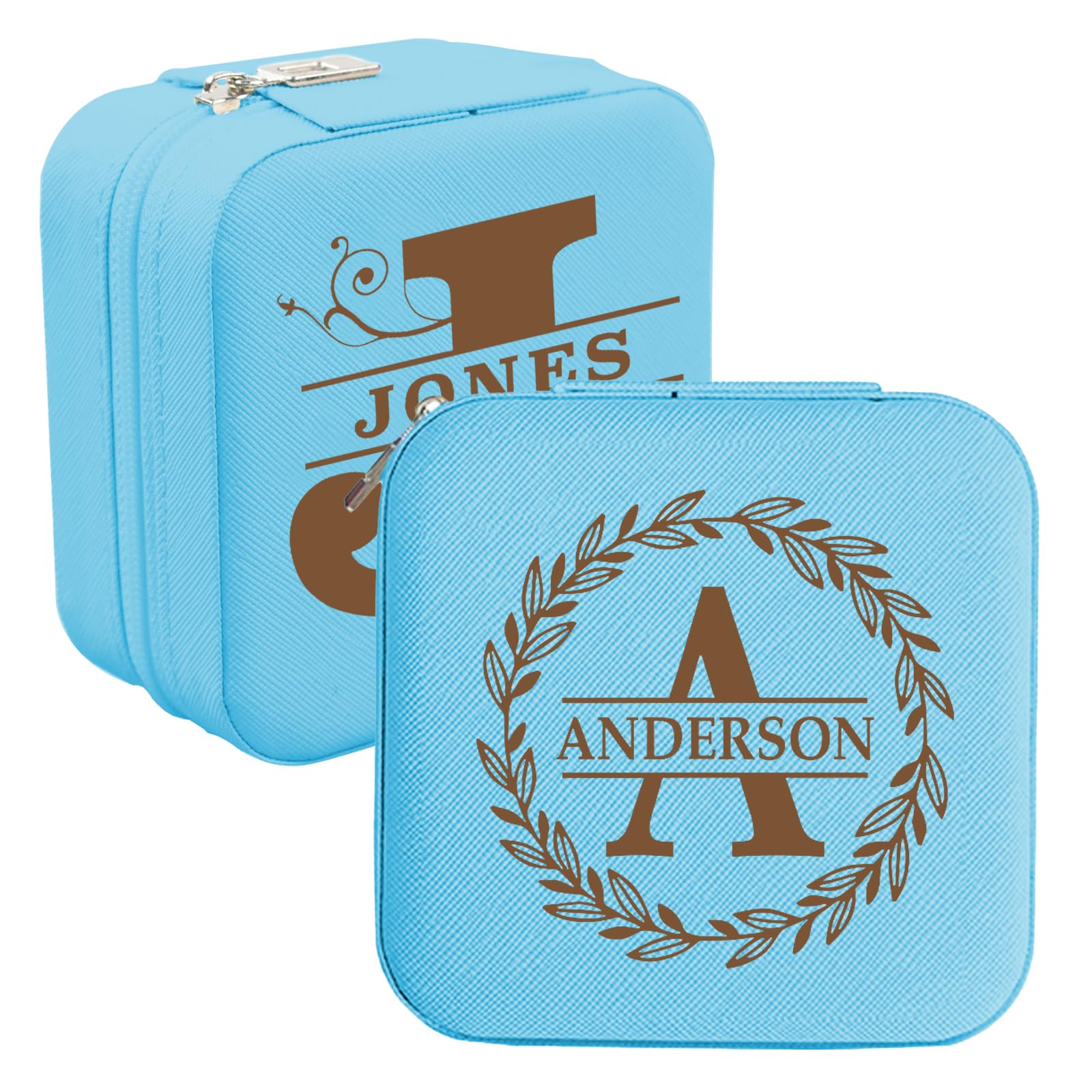 Personalised Travel Jewellery Box with Name and Initials for Women, Custom Small Travel Jewellery Case as Bridesmaid Proposal Gifts, Personalised Gifts for Women, Birthday, Wedding, Christmas, Bridesm