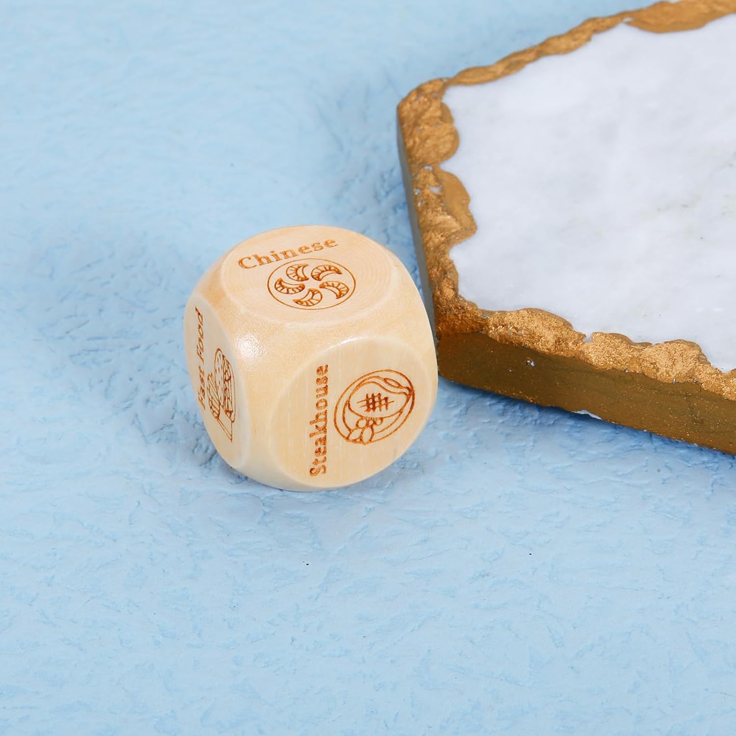 Stocking Stuffers for Wife Husband- Food Dice Anniversary Wood Gifts for Women Men Him Her, Valentines Day Gifts for Boyfriend Girlfriend, Date Night Dice for Couples, White Elephant Present