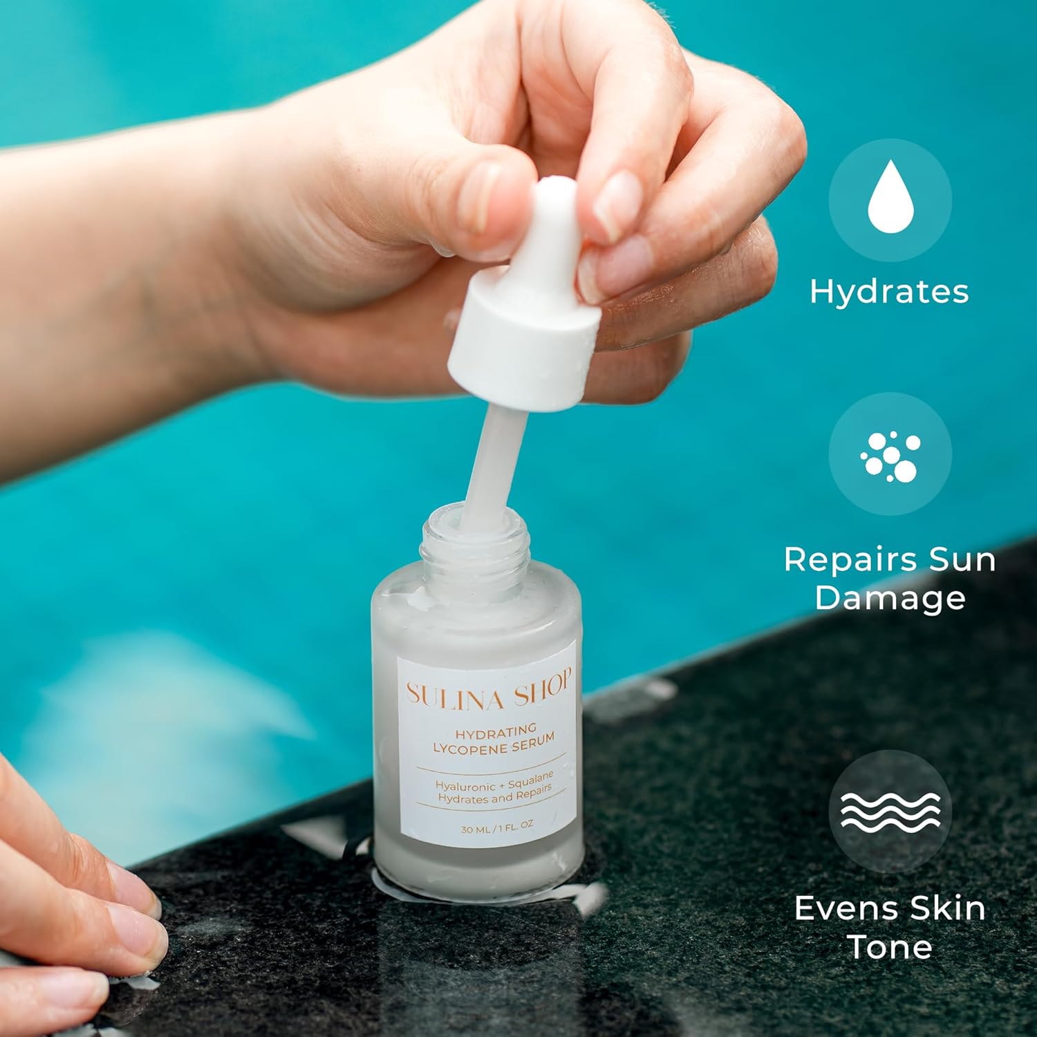 Hydrating Lycopene Tomato and Hyaluronic Acid Serum for Face and Neck, Olive Squalane and Moringa Skincare for Smooth Skin, Lightweight and Non-Greasy Formula for All Skin Types - Image 3