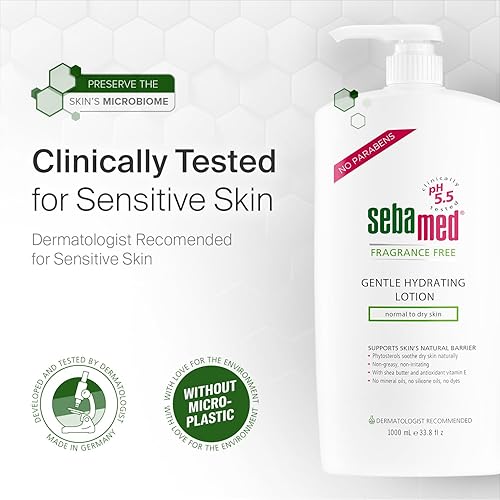 Miniatura 6 de SEBAMED Loción hidratante suave sin fragancia, ultra suave, recomendada por dermatólogos, hidratante para pieles sensibles normales a secas, 33.8