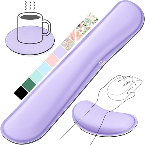 Gimars Juego de espuma viscoelástica de gel mejorado para reposamuñecas para teclado, cojín de muñeca para mouse para oficina, computadora, laptop,