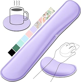 Gimars Repose Poignet Clavier, Reposes-Poignets Souris Ergonomique en Mousse à Mémoire, Support Tapis de Clavier Repose Gel Coude avec Base Antidérapant en PU pour Bureau Gamer, Ordinateur, Violet