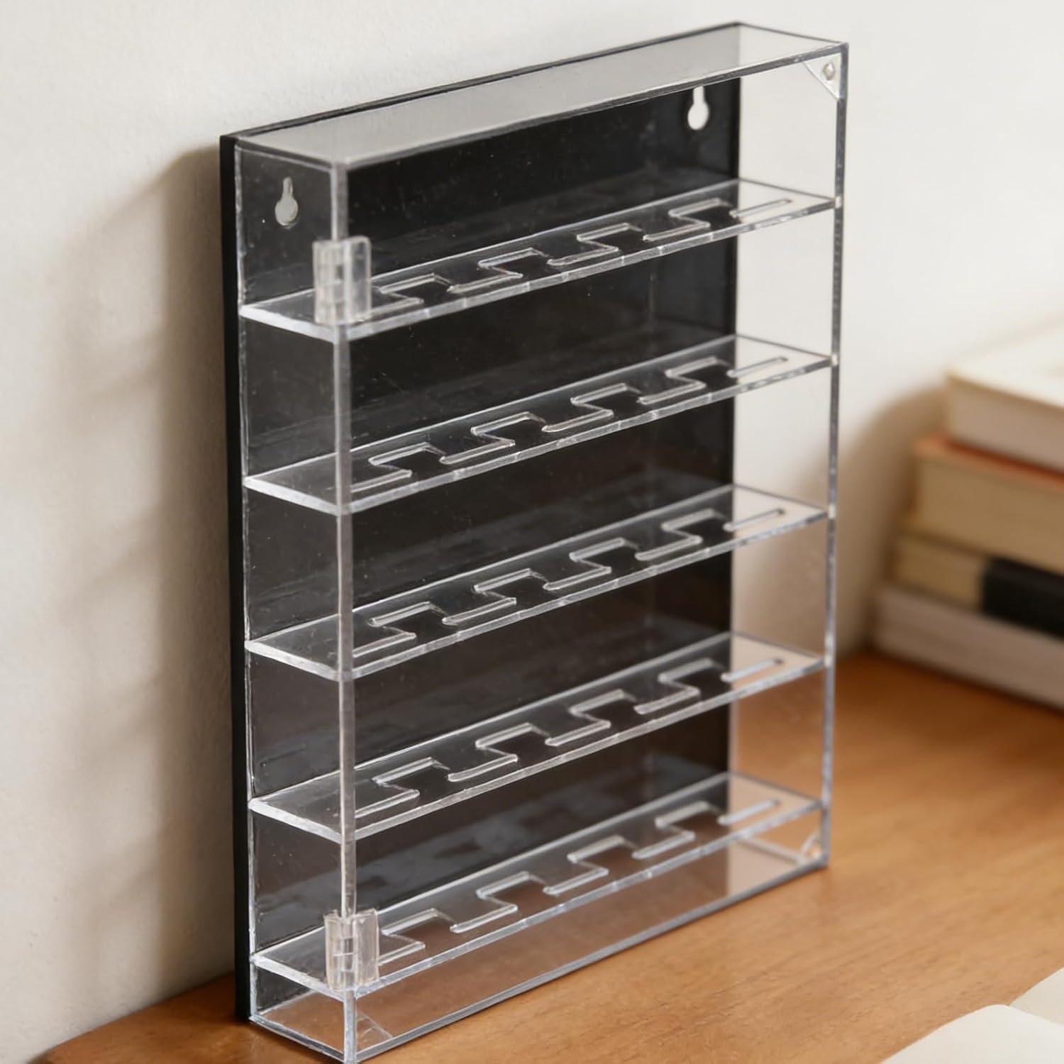 Acrylic Coin Display Case: Desktop Challenge Coin Stand with 45-Slots and Protective Door - Poker Chips Organizer for Home or Office