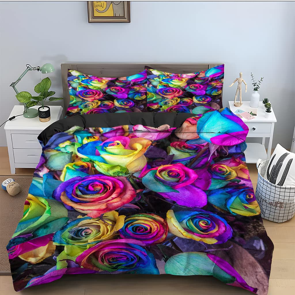 Housse de couette 160x200 rose anti-glisse avec fermeture éclair et taies 65x65