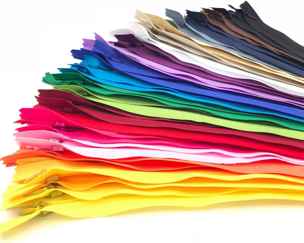 40PCS Nylon Invisible Zipper,Sewing for Handmade Garment/Bags/Home Textile,Tailor Sewer Crafter's Special(22 inch,Mix Color)