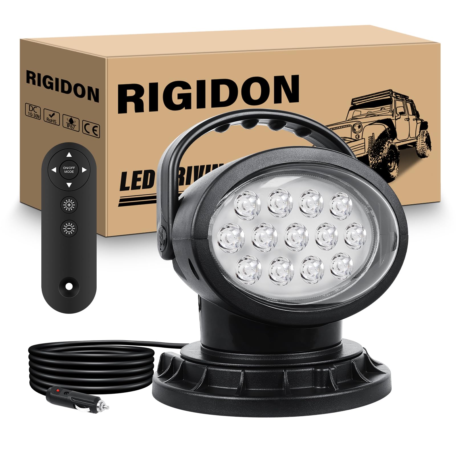 Amazon.co.jp : RIGIDON 50W リモコン式 LED サーチライト 360度