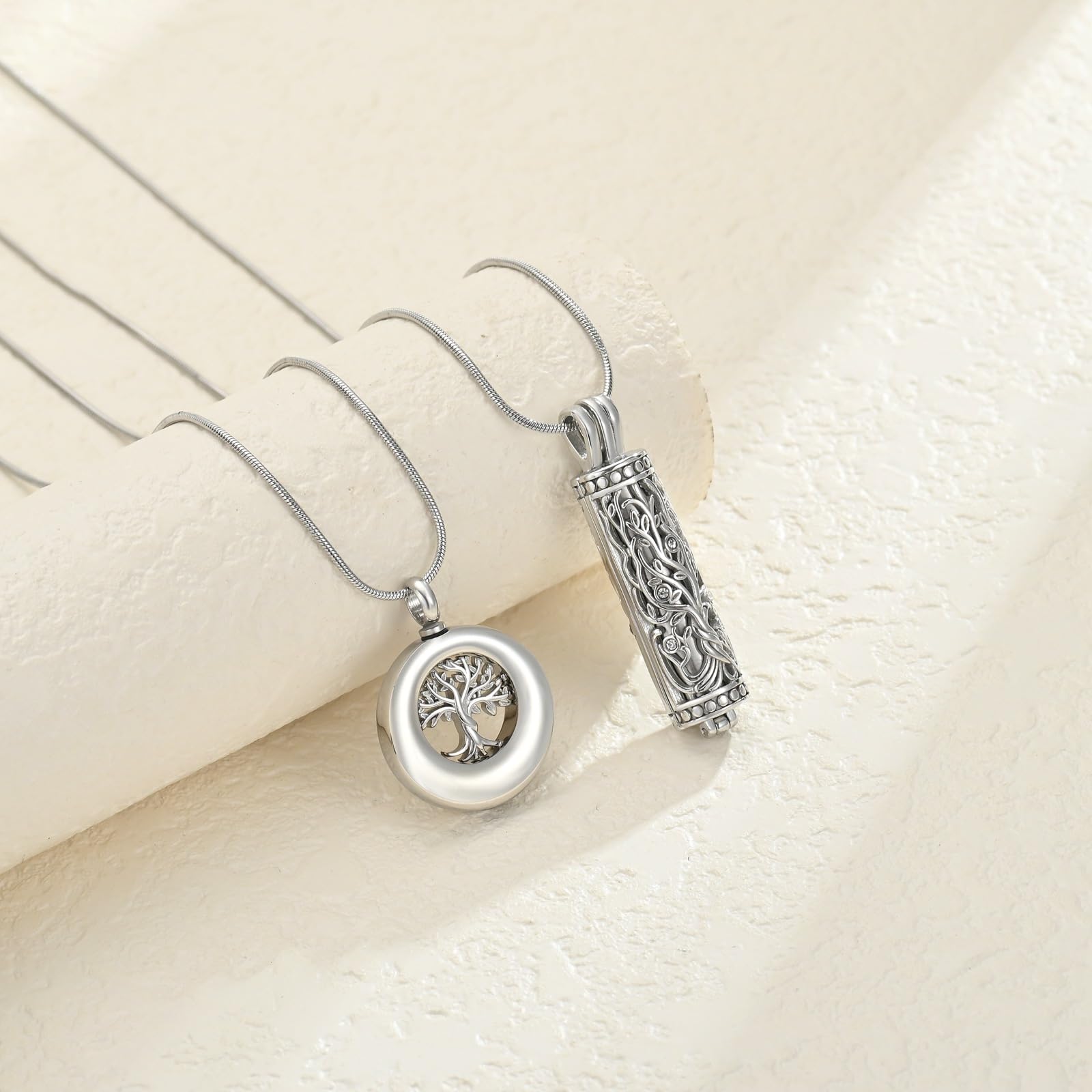 Collar de urna para cenizas para mujeres hombres círculo árbol de la vida eternidad conmemorativo colgante ceniza cremación joyería