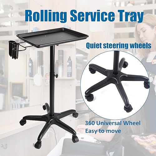 Miniatura 5 de LOYALHEARTDY - Bandeja de aluminio con ruedas para peluquería y peluquería para almacenamiento, para colorear el cabello, estación de servicio de