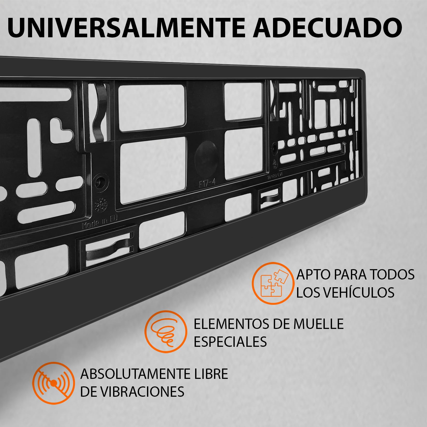 Portamatriculas Coche 520x110 mm - Soporte Matricula [2 uds.] - con 8 Tornillos - Negro - fácil, Duradero y Resistente - Porta Matricula Auto Homologado Apto para Todos los vehículos - 52x11 cm