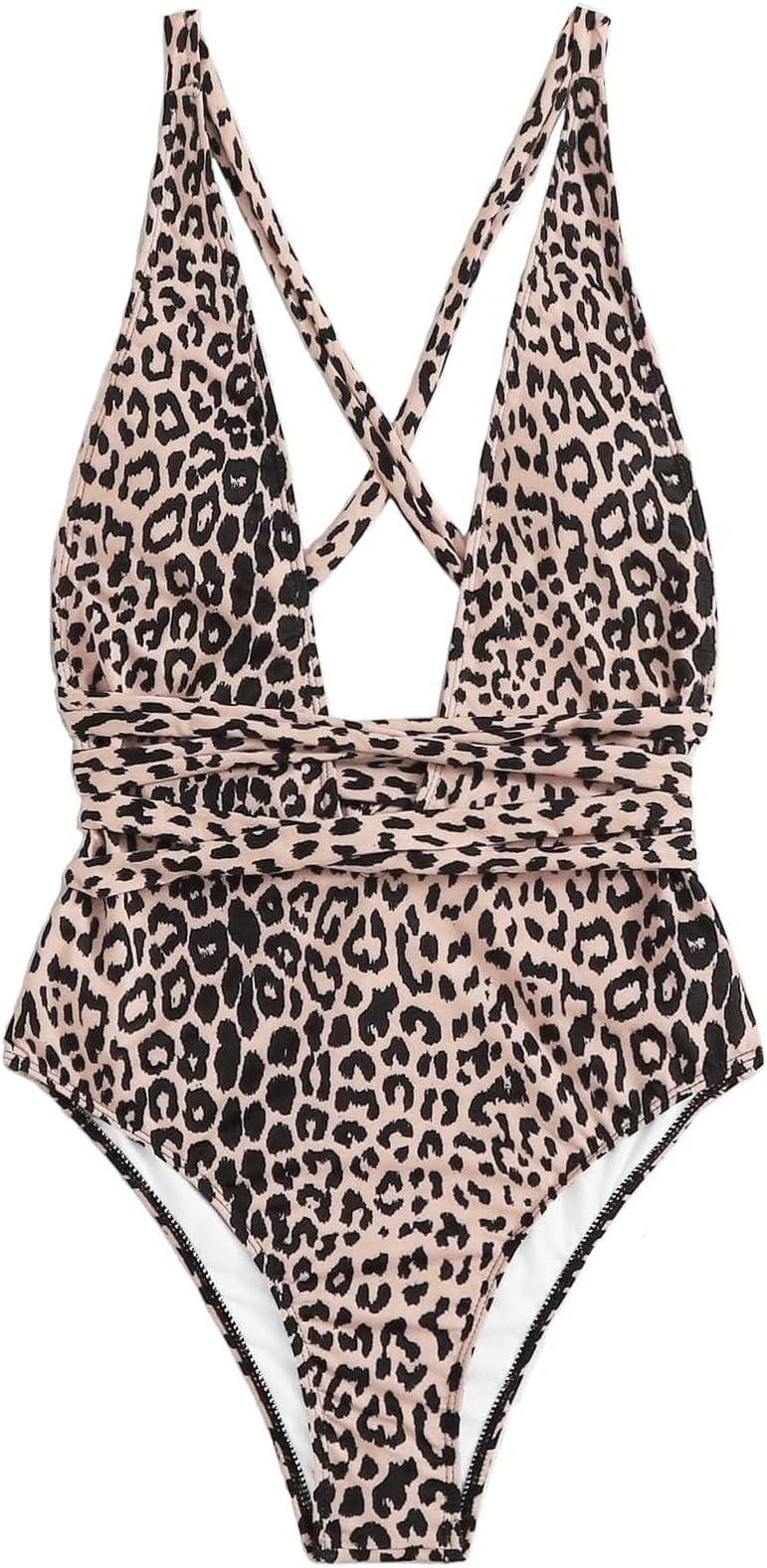 SFHFY Womens Monokini Swimsuits One Piece Deep V Monokinis Leopard Print Sexy Swimsuit Open Back Bathing Suit