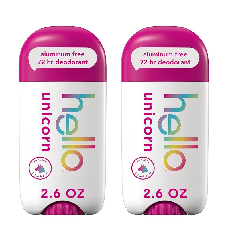 Desodorante hello Unicorn sem alumínio, fragrância natural, Pacote com 2