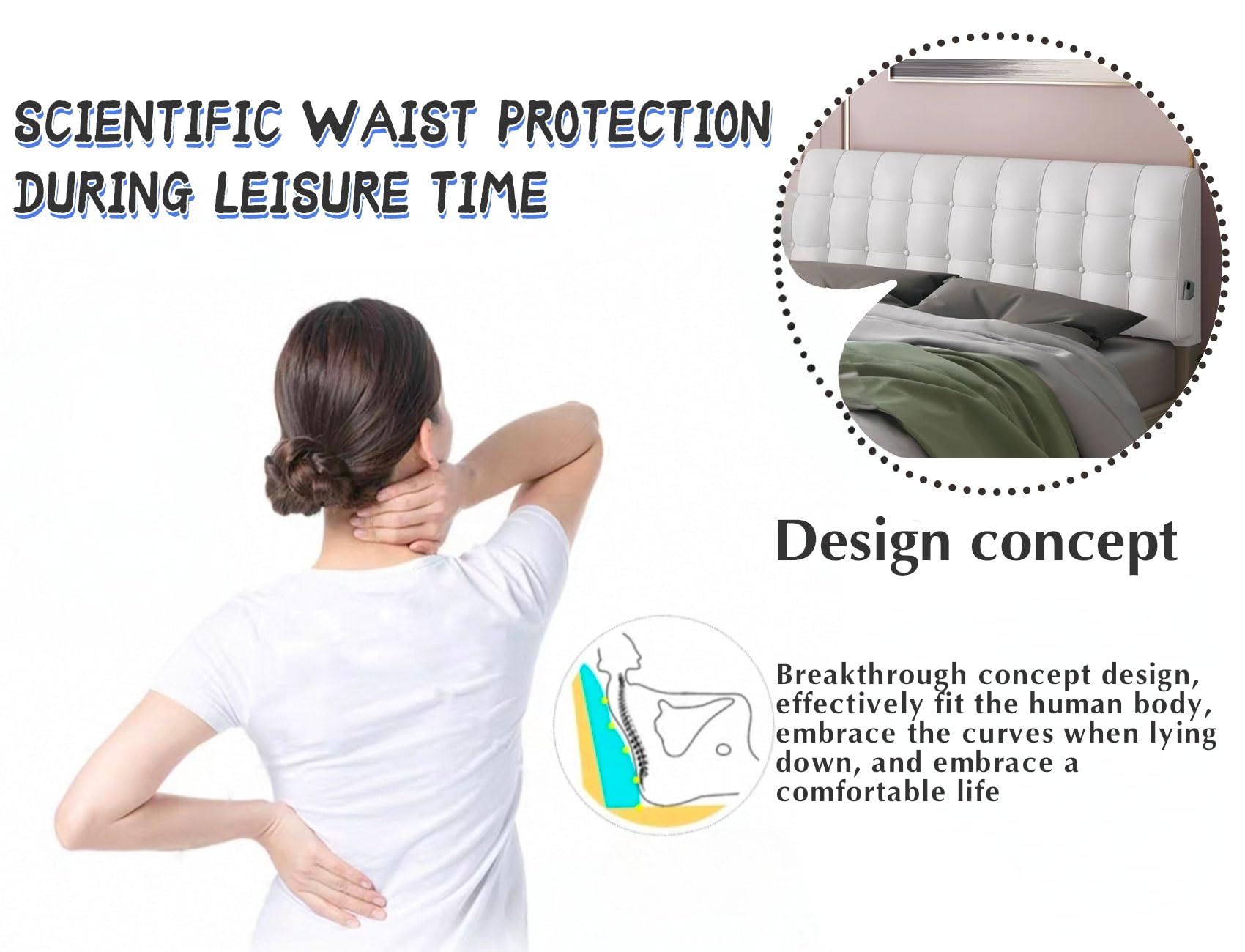 Cojín para cabecero de cama de alta resistencia, tapizado, para montar en la pared, respaldo de cama, cojín de doble apoyo para el hogar, dormitorio, sofá cama (tamaño: 150 cm, color: marrón1)