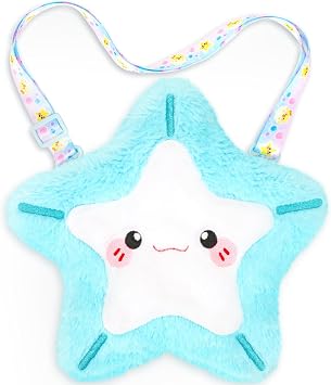 CatchCute Plush Starfish Bag Kids Handbag Crossbody Bag with Zipper,Plush Coin Purse with Adjustable Strap,Soft Starfish Stuffed Purse Birthday Gift for Toddlers Kids