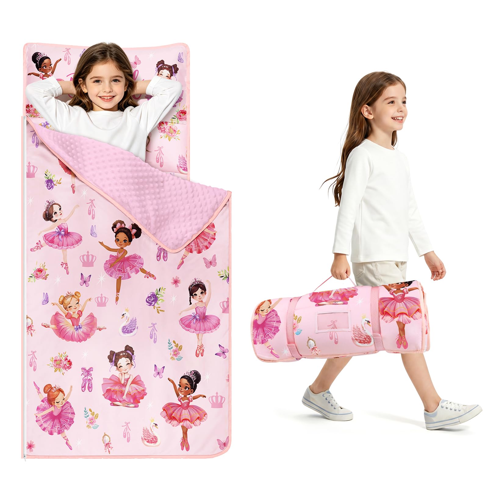 Kids Sleeping Nap Mat with Removable Pillow, 24×59 In Toddler Sleep Bag
