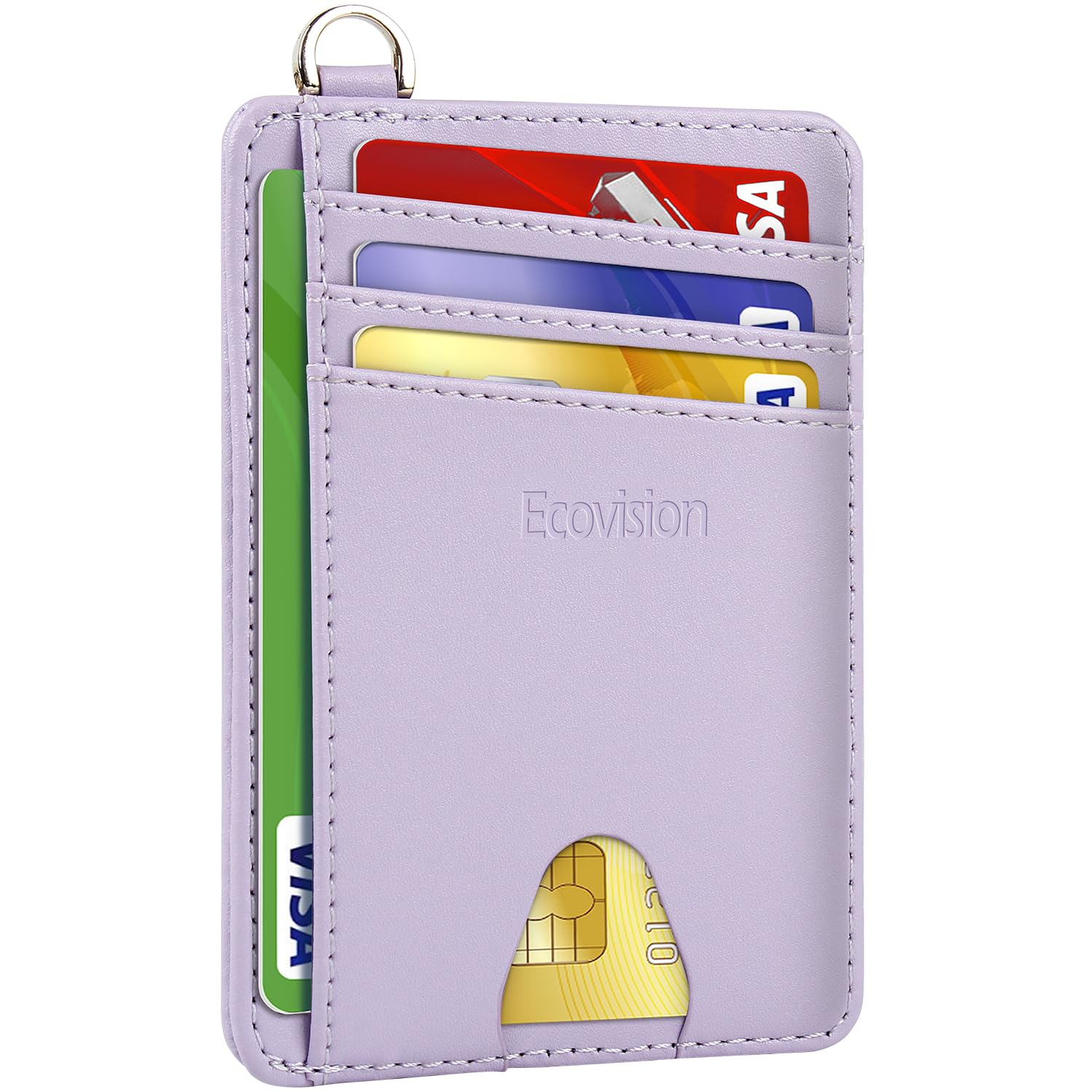 EcoVision Slim Minimalist Front Pocket Wallet, RFID Blocking Credit Card Holder Wallet with Detachable D-Shackle for Men Women