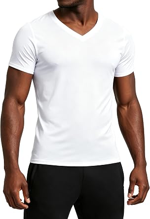 Compression Shirt Men V Neck Short Sleeve Workout Shirts Athletic Gym Undershirts Active Sports Base Layer Running Tops