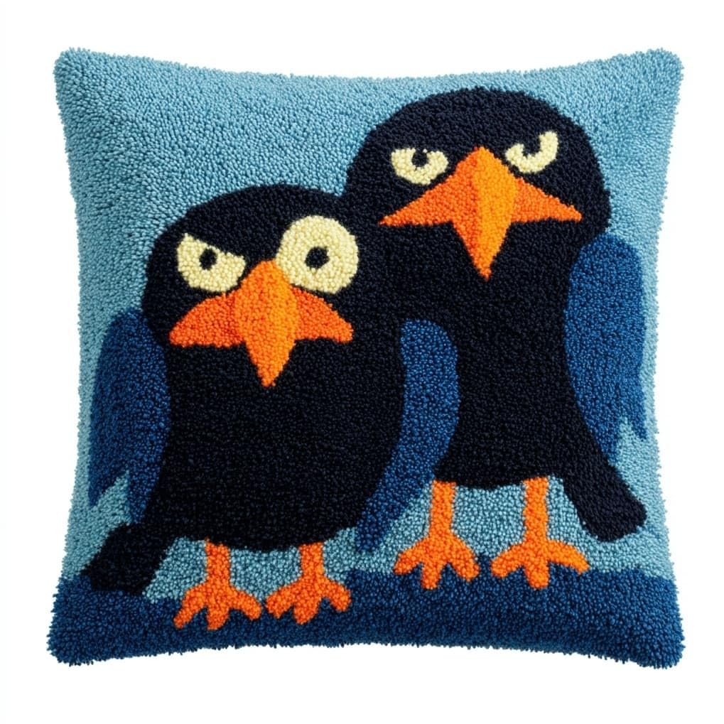 AxiangziK Pre-Printed Latch Hook Cushion Kits,Cartoon Crow
