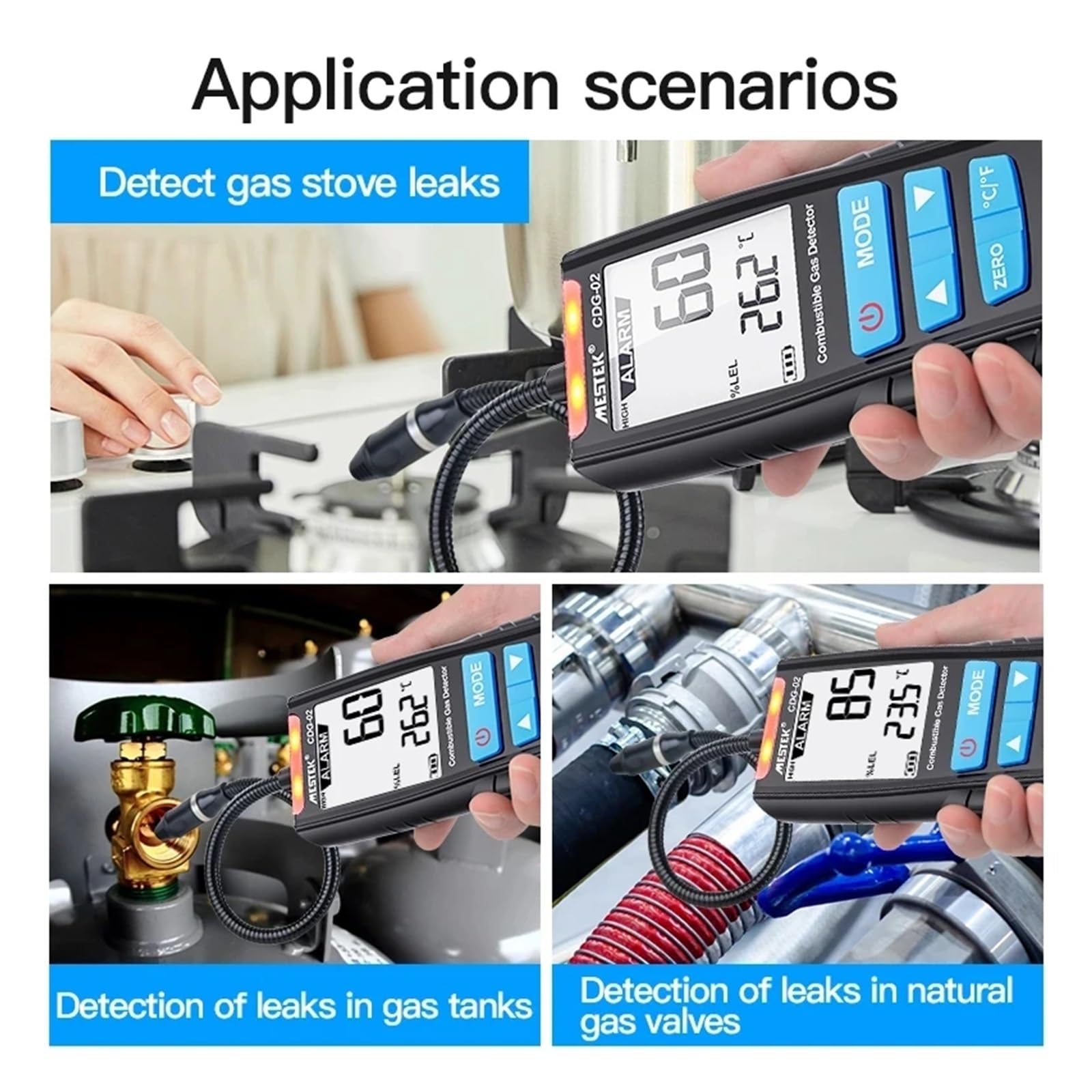 Analyseur de gaz détecteur Combustible Compteur monoxyde Carbone Portable CO CH4 Fuite testeur Moniteur(CGD900)