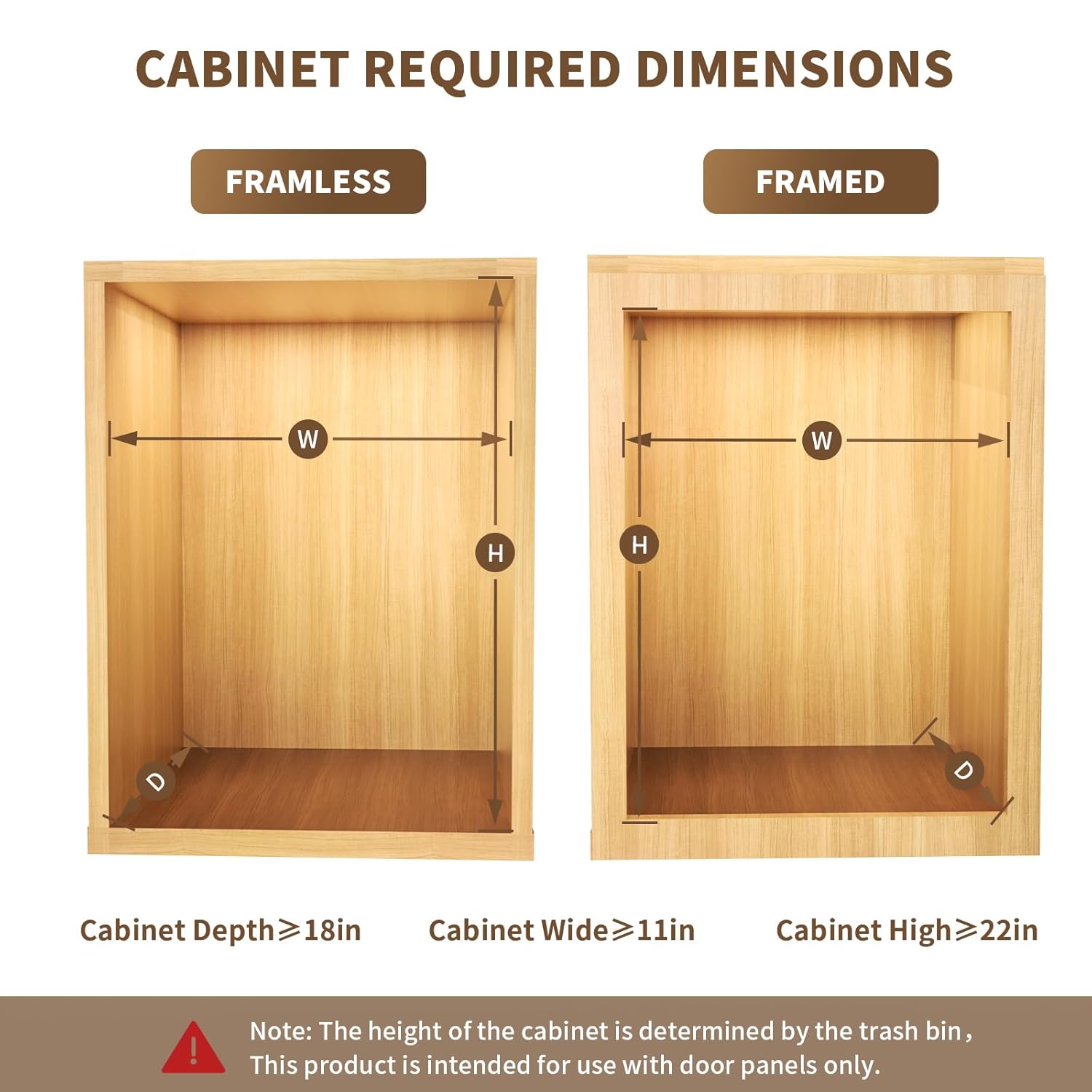 Pull Out Trash Can Under Cabinet with Soft-Close Slides，Heavy Duty Under Sink Trash Can Pull Out Slider for Kitchen Cabinet，Garbage Can Not Included, Requires 11" W X 18" D Cabinet Opening