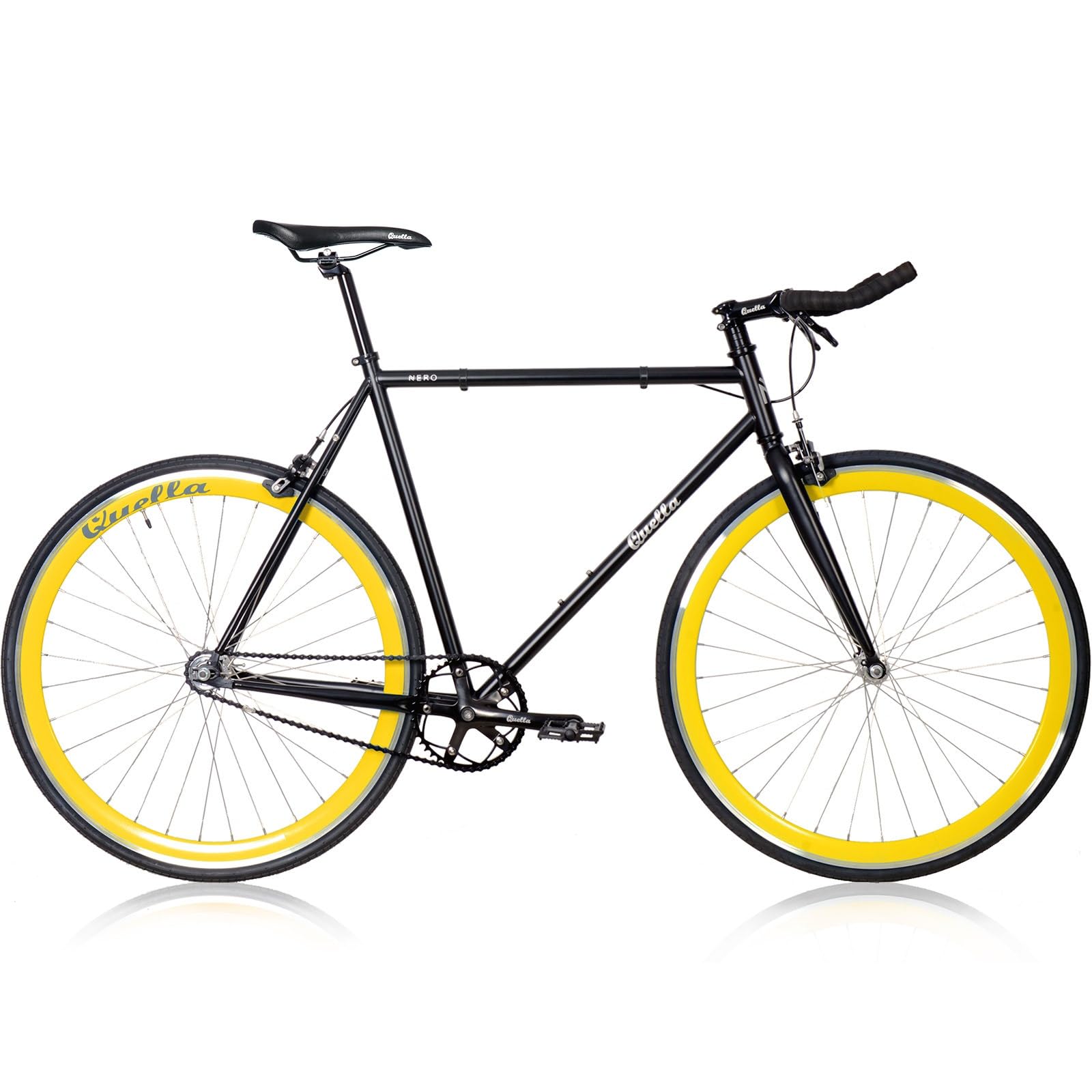 Quella Nero Yellow Fixie Fixed Gear Single Speed Commuter Bicycle