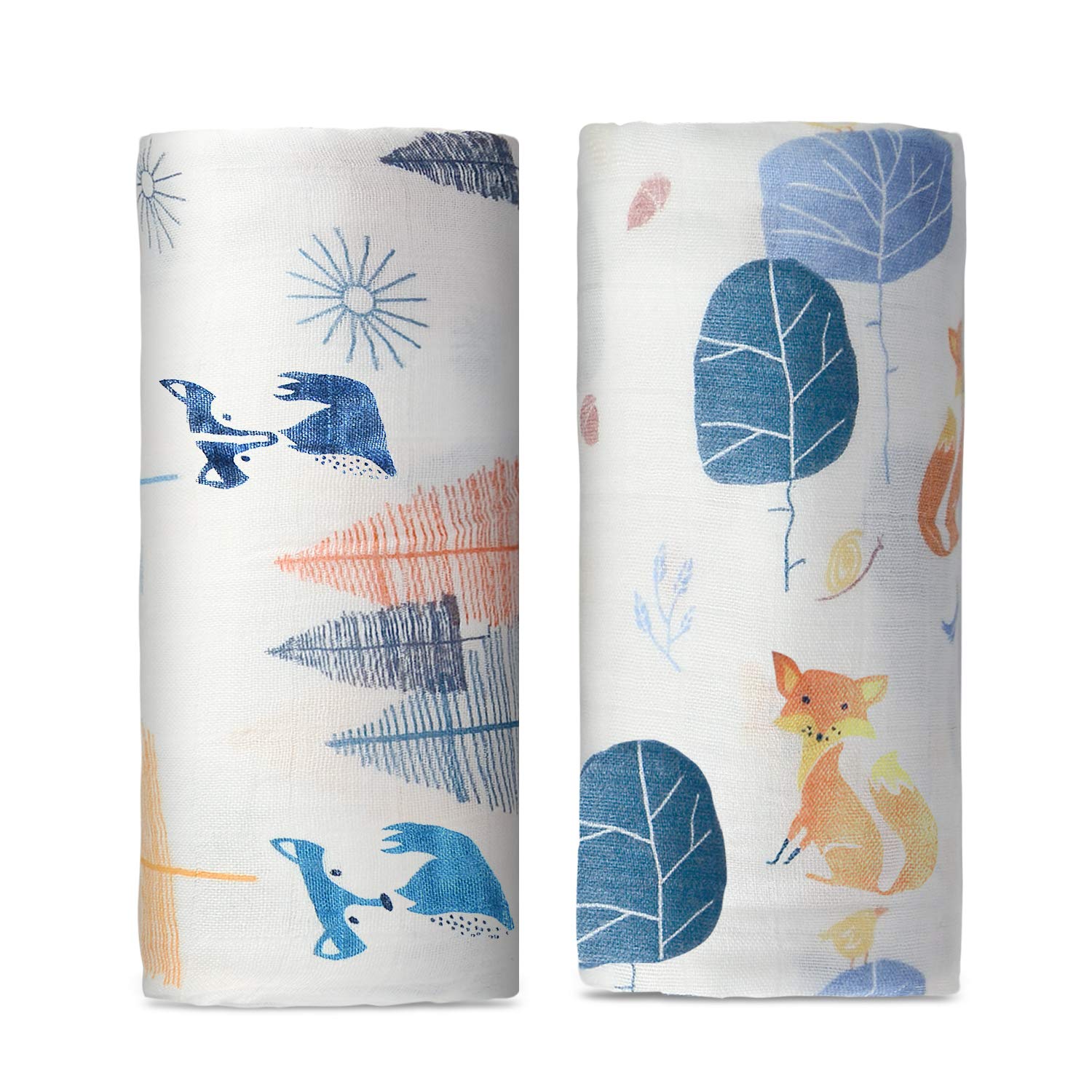 SEGOAL Baby Cotton Swaddle Blanket Unisex, Super Soft Fabric Muslin Swaddle Blankets Swaddle Wrap Neutral, Large Newborn Receiving Blankets for Boys and Girls, 47 x 47 inches, Set of 2