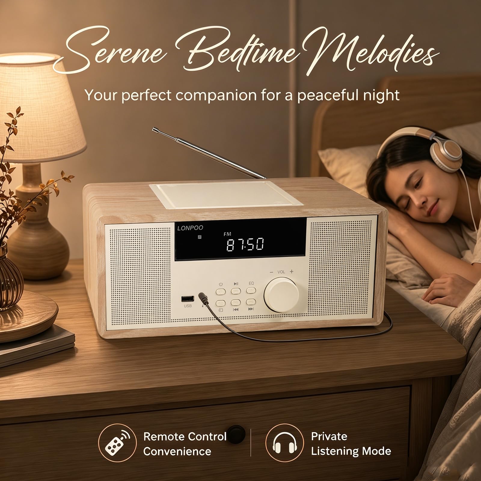 LONPOO Impianto Stereo Casa - 30W Micro HiFi Compatto con lettore CD, Bluetooth, radio FM, USB, AUX-in, display LED e pulsante grande, telecomando (LP-818Y)