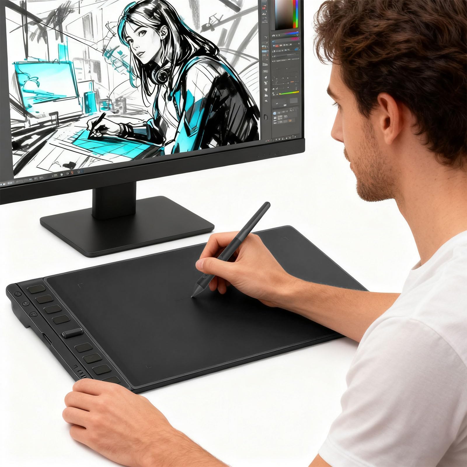 H951P Ergonomico Digitale Penna Grafica Compresse Personalizzabili Scorciatoia Multipli Compatibilità OS Per Creatori Multipli OS Disegno Tablet