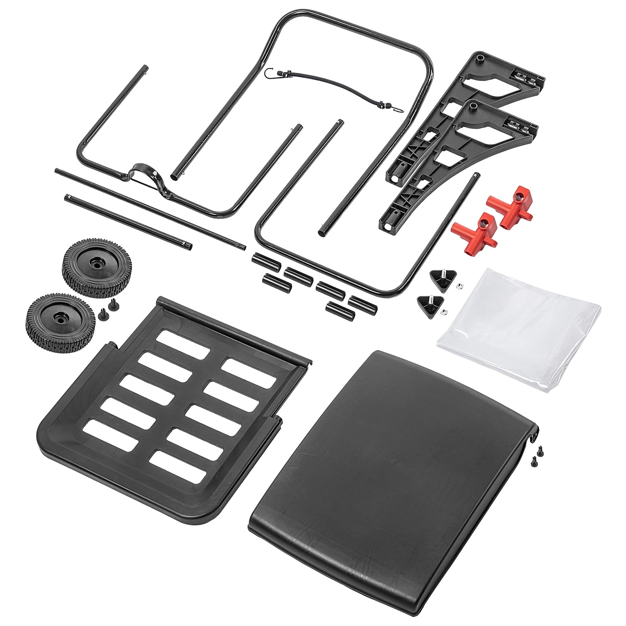 KADAX Carro de basura de 80 l, cubo con tapa y ruedas, soporte para bolsas móviles para jardín, acero y plástico