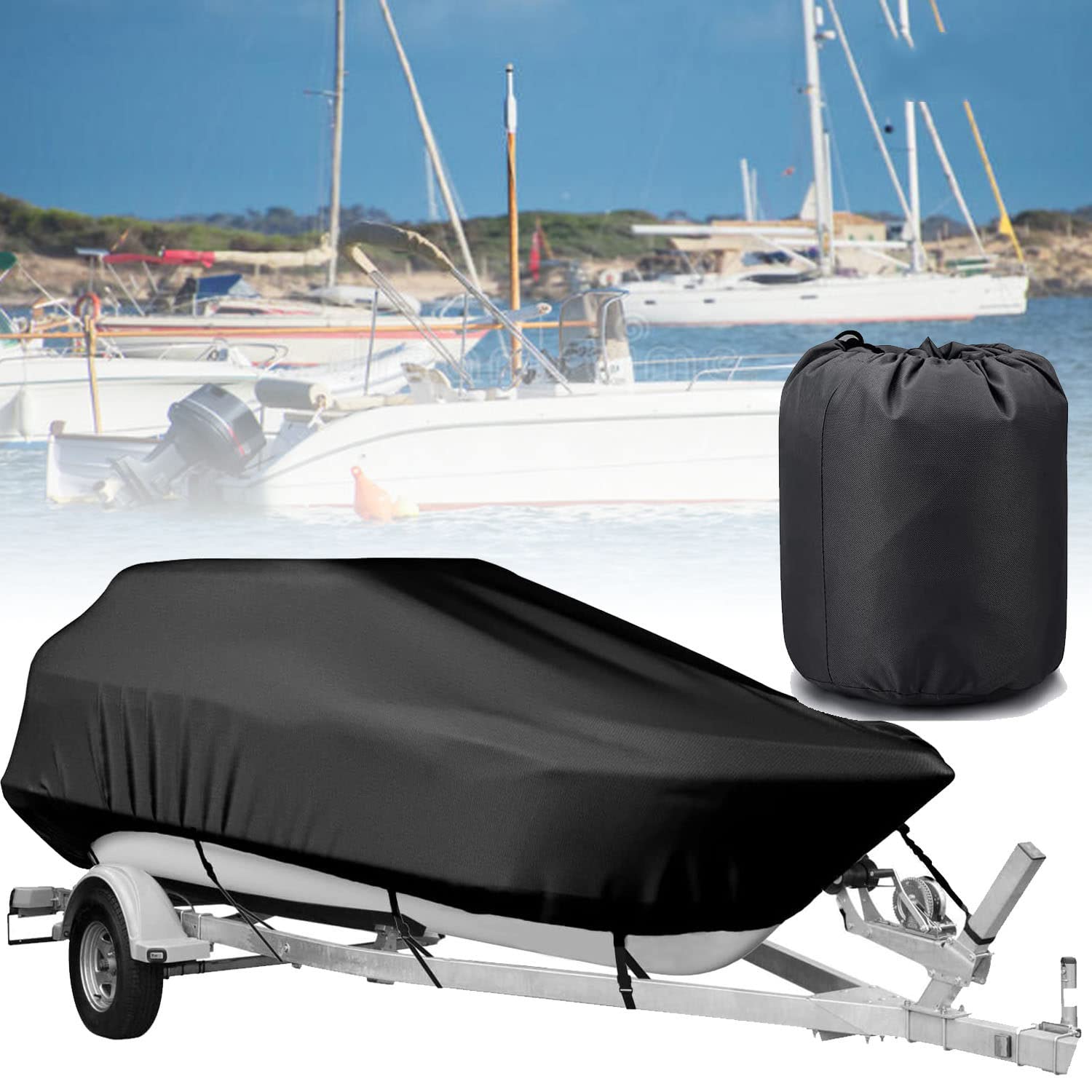 Housse de bateau remorquable 600D étanche pour coque Tri-Hull et Bass Boat