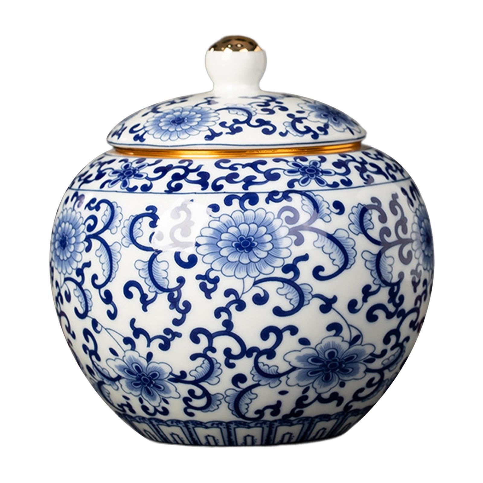QIXCXAZ Classic Ginger Jar And Ceramic Ginger Jar Vase Stunning Decorative Centerpiece For Home Compositions Ceramic Vase With Lid Is Suitable For Display, Style B