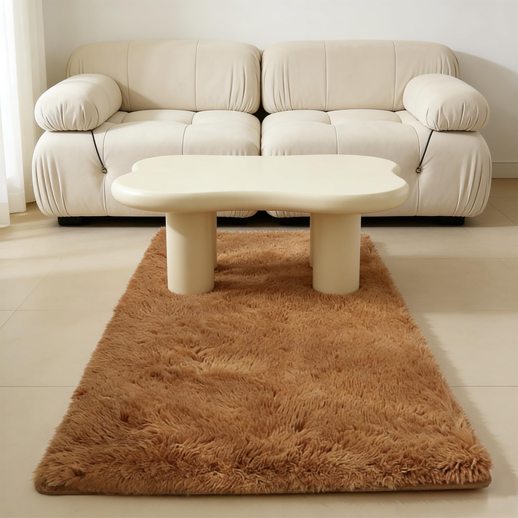 Tapis de chambre marron douillet pour créer un coin lecture chaleureux et cosy