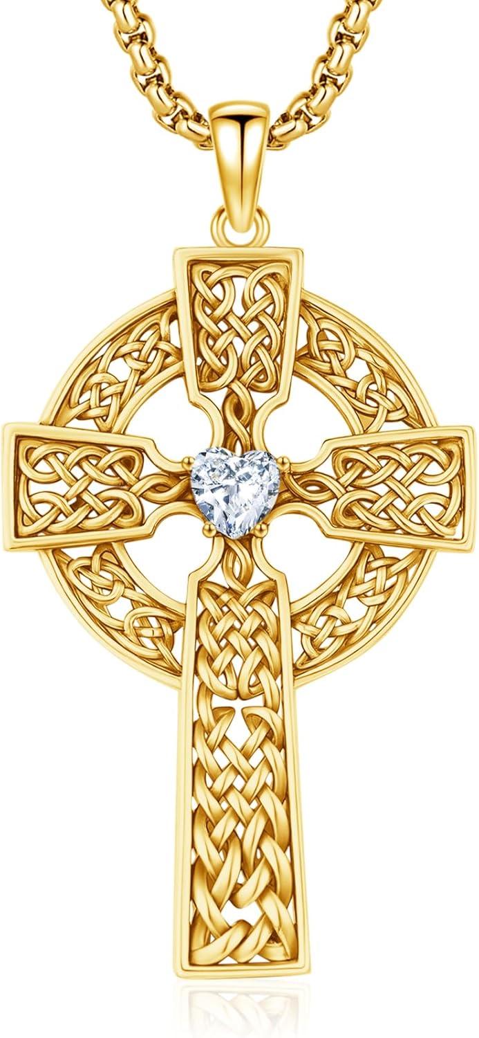 Celtic Cross Necklace for Men Women 925 Sterling Silver Celtic Cross Pendant Evil Eye Necklace Irish Trinity Knot Crucifix Jewelry