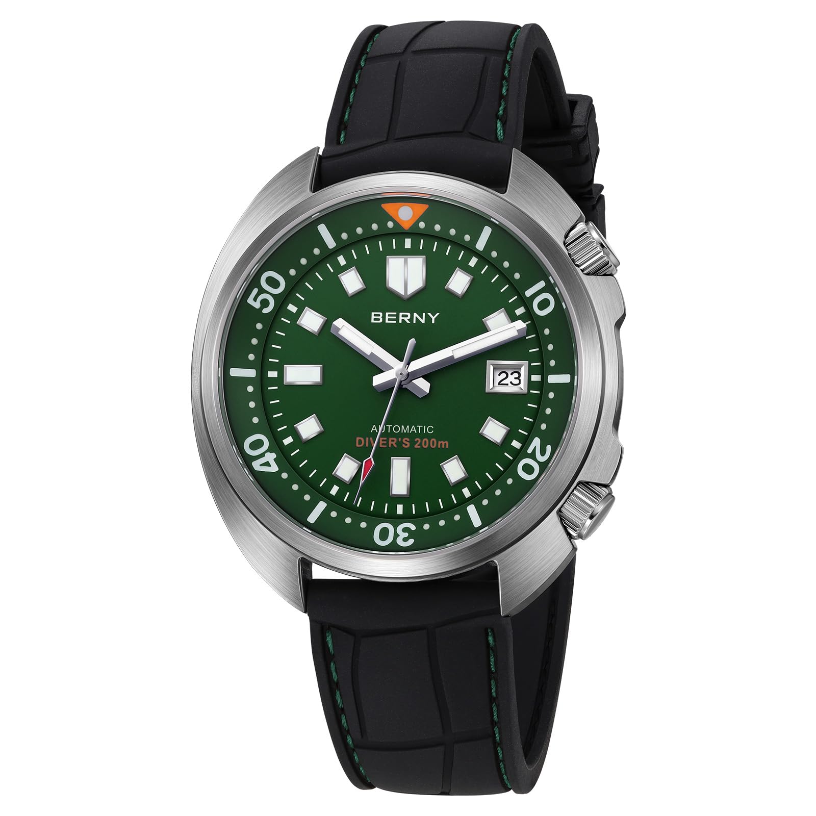 BERNY Automatische Herrenuhr 200M wasserdichte Tauchuhr Herrenmechanische Armbanduhr Analoguhr mit Superluminisierter AR-Koating Saphirglas Mode Tauchuhr Geburtstagsgeschenk