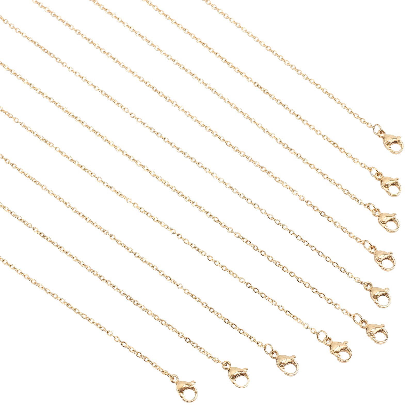 UNICRAFTALE 10pcs 40.5cm Cable Chain Necklaces with Lobster Claw Clasp Stainless Steel Cable Necklace Golden Chains for DIY Necklace Jewelry Making 1.6mm Wide