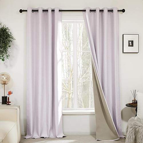 Miniatura 2 de Deconovo Cortinas opacas para ventanas de dormitorio 84, cortinas rosas, cortinas opacas de 84 pulgadas de largo, juego de 2 paneles, cortinas de