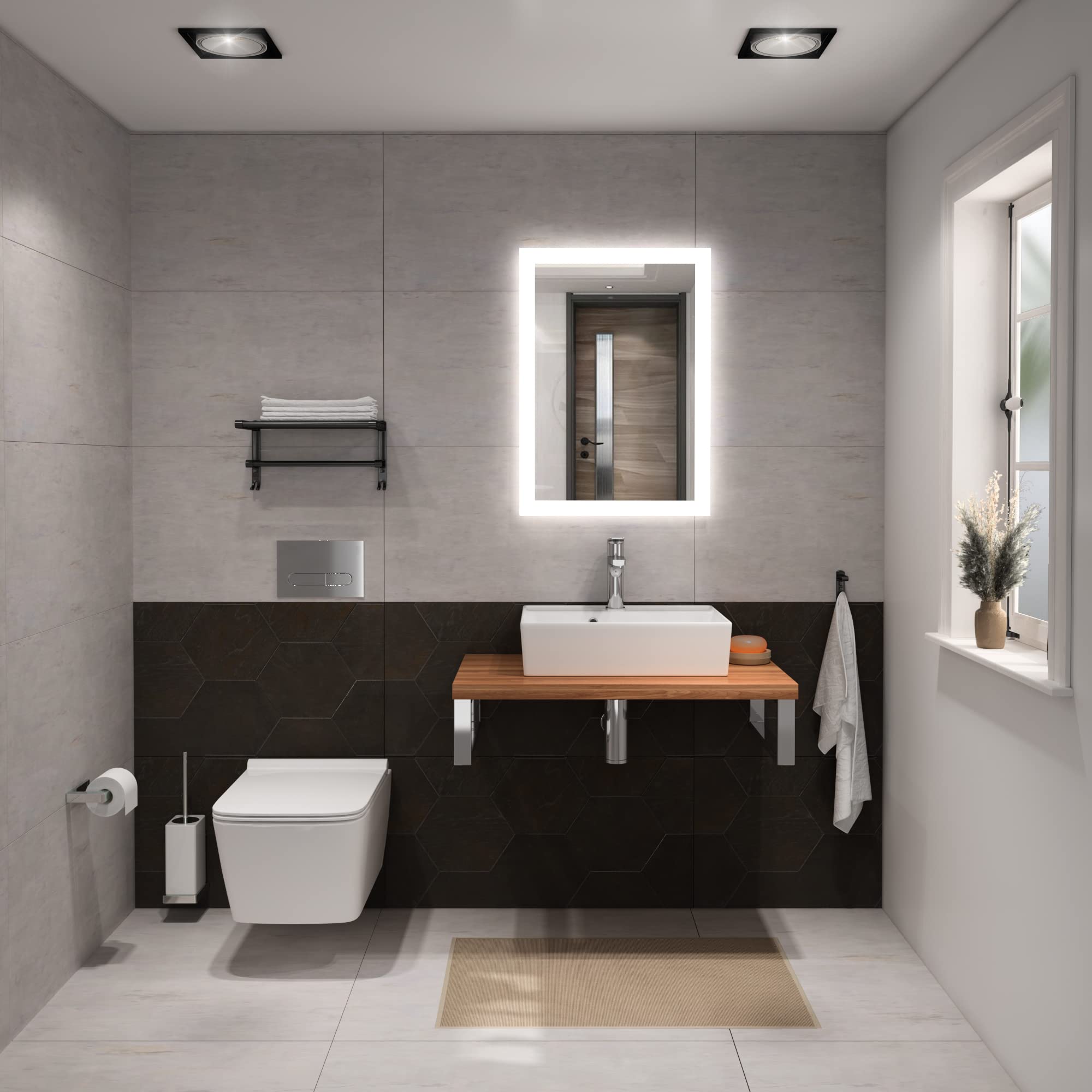 Aqua Bagno | Nowoczesna Ceramiczna Umywalka Wisząca Nablatowa | Szerokość 50 cm