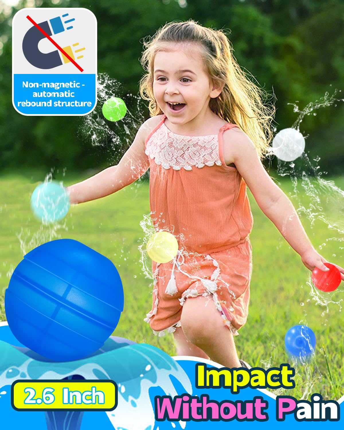 Wasserbomben Wiederverwendbar, 14 Stück Wasserbomben Selbstschließend mit Netzbeutel, Silikon Wasserballons Wiederverwendbare für Wasserspielzeug Kinder Pool Spielzeug Sommer Wasserschlachten