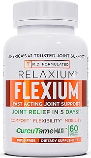 Relaxium Flexium Joint Support Supplement, Drug-Free, with CurcuTame Blend, Turmeric Supplement Formulated to Support Comfort and Mobility, 60 Capsules