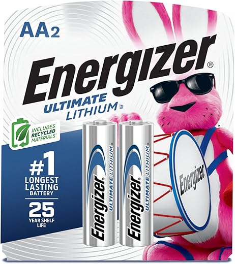 Energizer Ultimate Lithium AA Batteries (2 Pack), 1.5V Lithium Double A Batteries