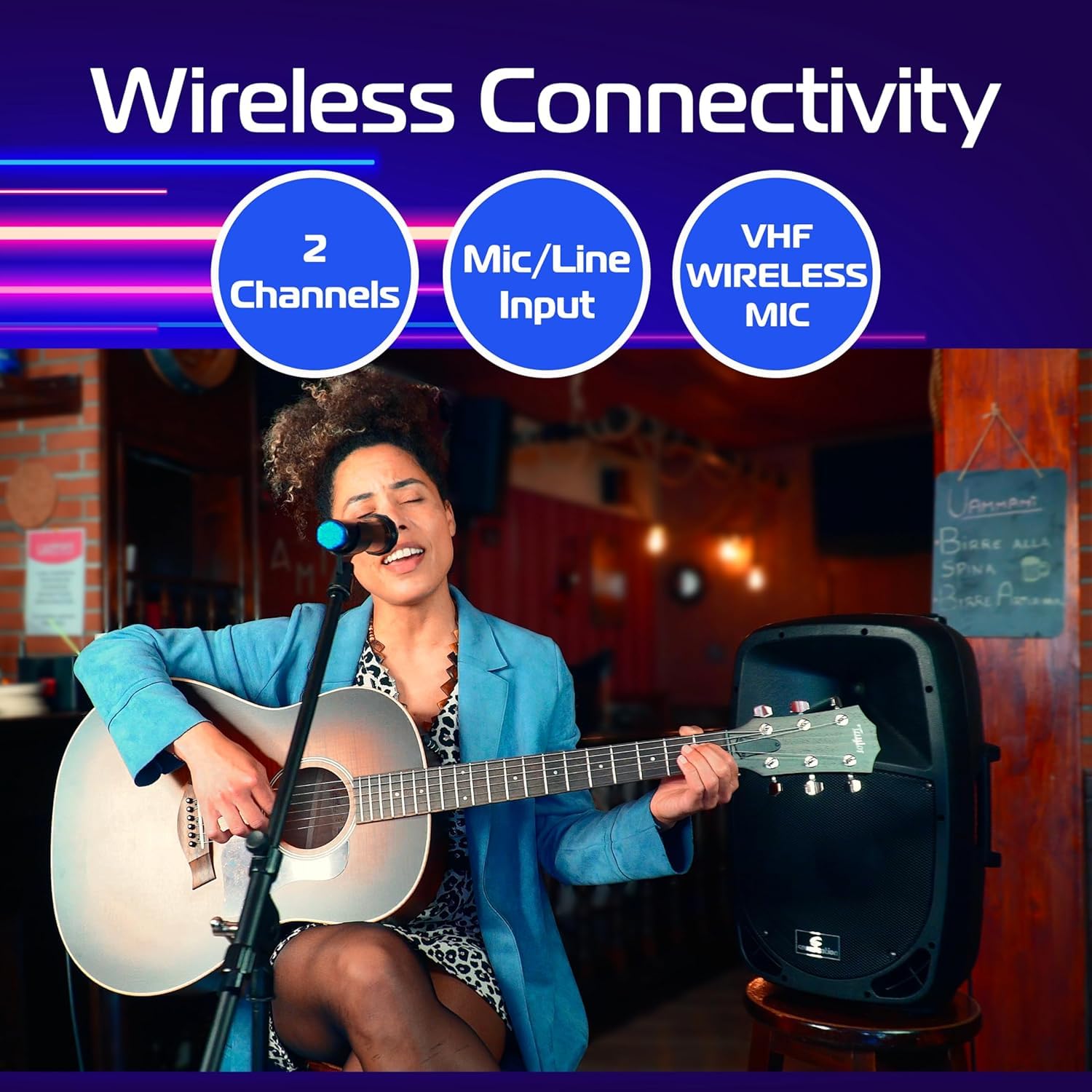 Rockstar - Sistema de Megafonía Portátil con Batería Recargable GoSound 10Air, 360W, Bluetooth, App Control, Micrófono Inalámbrico VHF, USB/SD, Ecualizador Gráfico, Ideal para Eventos y Exteriores
