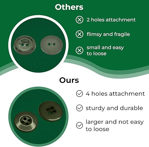 Miniatura 4 de 12 botones de costura verde oliva de 0.75 pulgadas, botones de uniforme de 30 L, botones verdes brillantes para manualidades, botones de 4 agujeros,