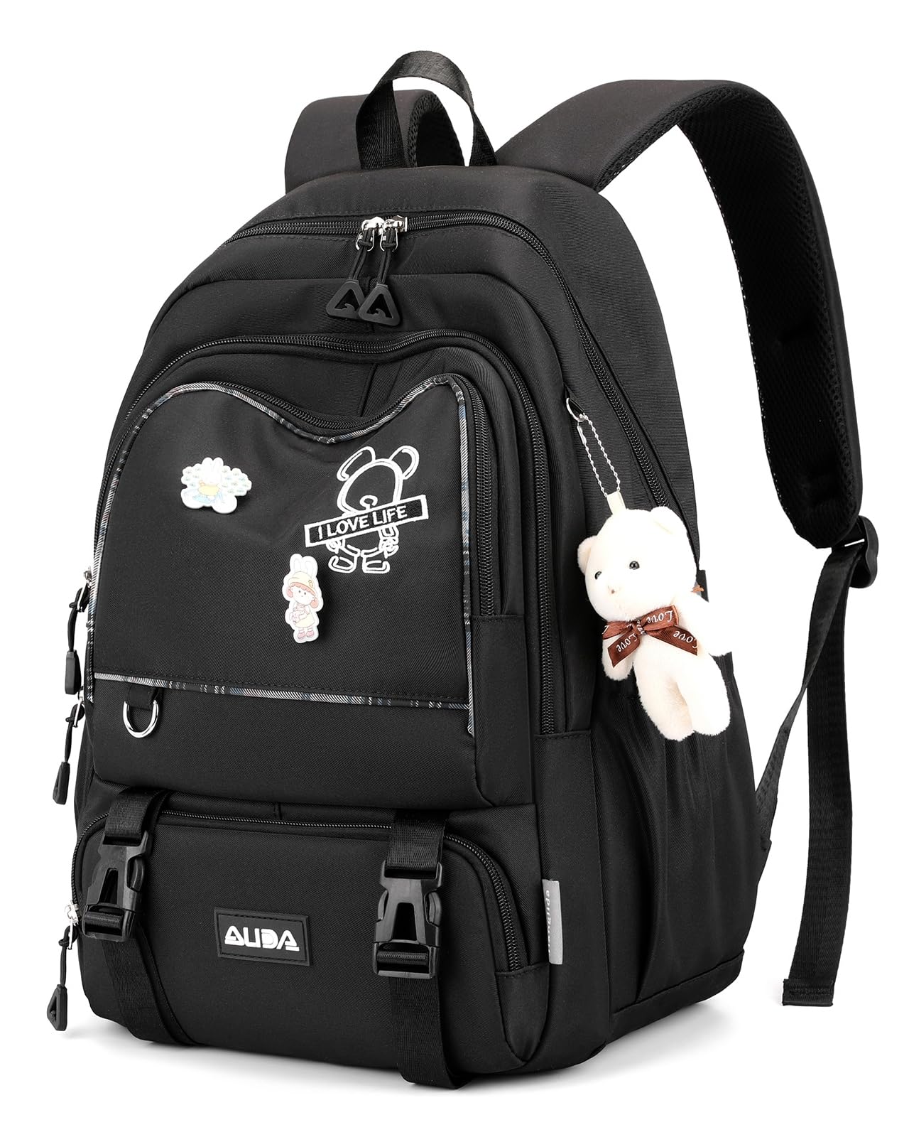 Amythe Zaino Ragazza Scuola Elementare Media Leggero Grande, Nero | Zaino Scuola Media Ragazza Idrorepellente, Zaini Porta pc Borsa Casual Adolescenti, Adatto al Trolley, Ritorno / Viaggio