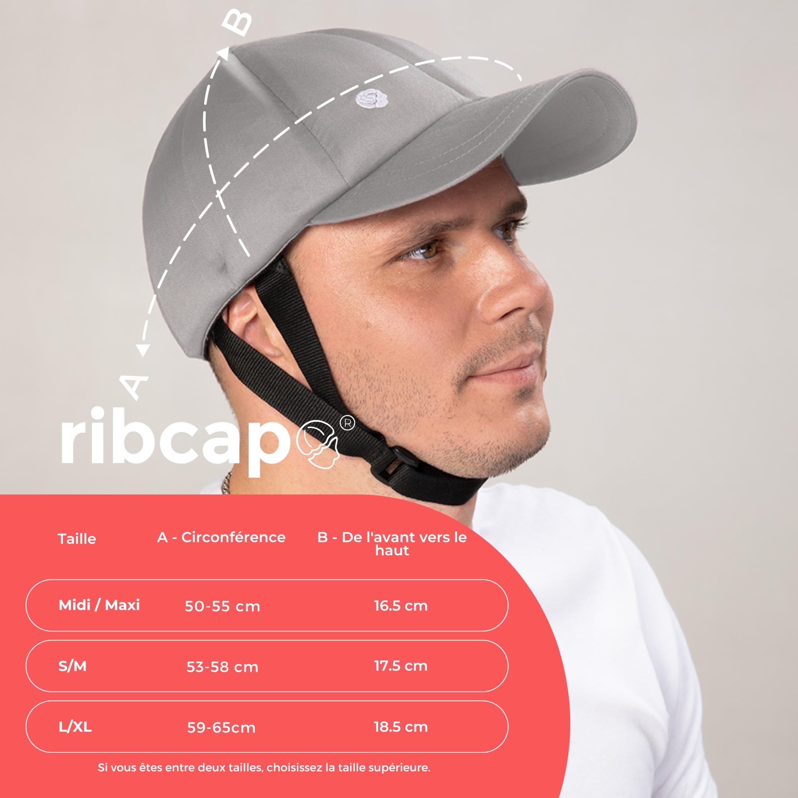 Ribcap Casquette Baseball Platine | Casque Souple pour épilepsie et Chutes
