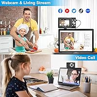 Vista 7 de Cámara digital, cámara digital FHD 1080P mejorada con correa, tarjeta SD de 32 GB, zoom digital 16X, cámara compacta de punto y disparo para niños