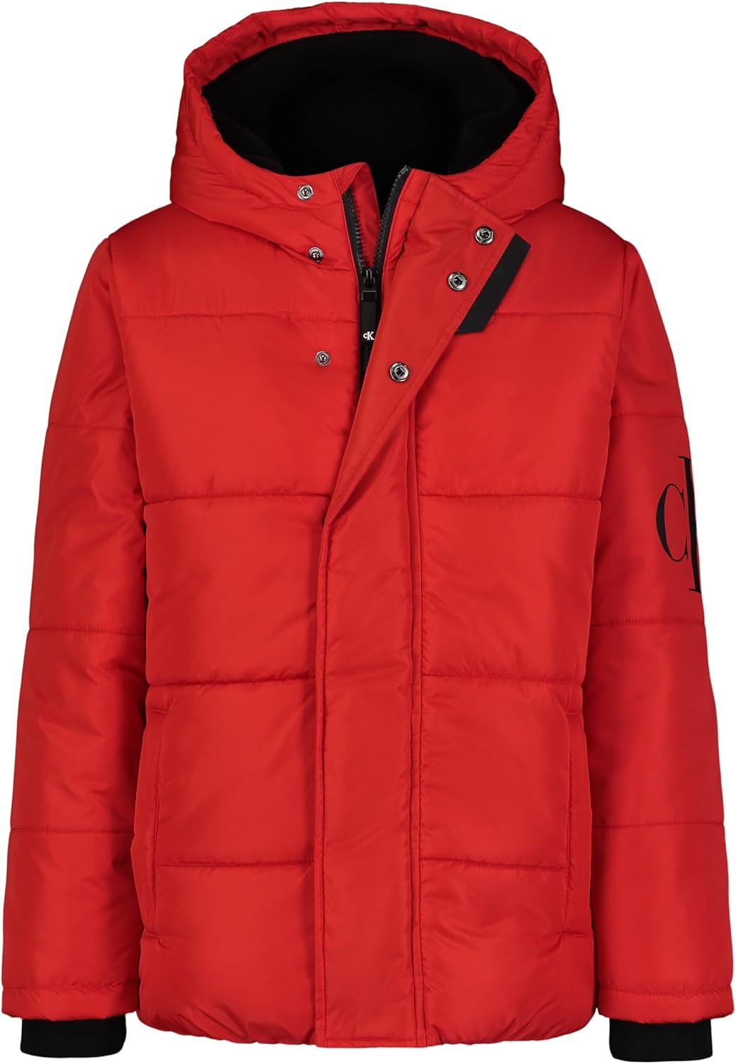Calvin Klein Boys' Heavy Weight Hooded Bubble Jacket With Polar Fleece Lining