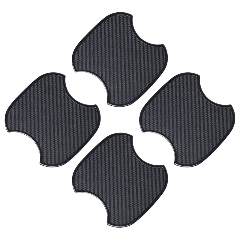 Protetor de Rebaixo de Maçaneta Automotiva em TPU com Textura 3D de Fibra de Carbono TANGSEN, Preto, Tamanho M, Kit com 4 peças