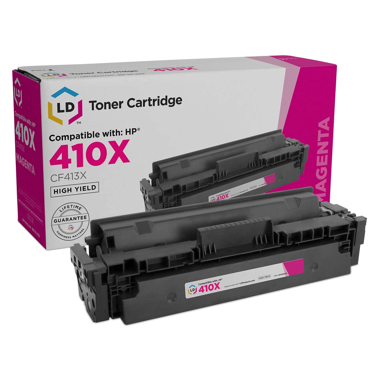LD Compatible Toner Cartridge Replacement for HP 410X CF413X High Yield (Magenta)