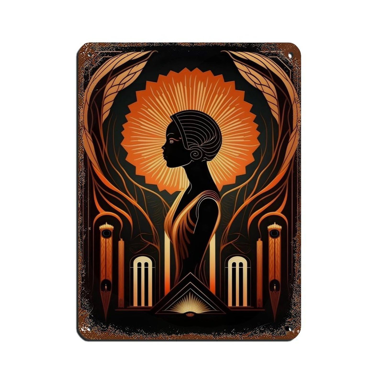 Gold Art Deco Poster,Vintage Art Deco (6) Retro Poster Metal Tin Sign Chic Art Retro Iron Painting Bar People Cave Cafe Family Garage Poster Wall Decoration 12x16inch(30x40cm)