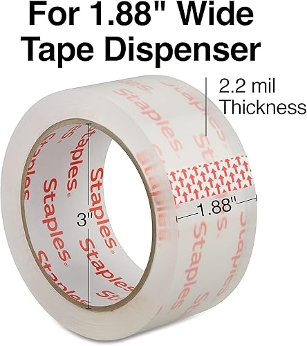Miniatura 2 de STAPLES 380107 - Cinta ligera para mudanza y almacenamiento, 1.88 pulgadas x 109 yardas, transparente 6/Rl