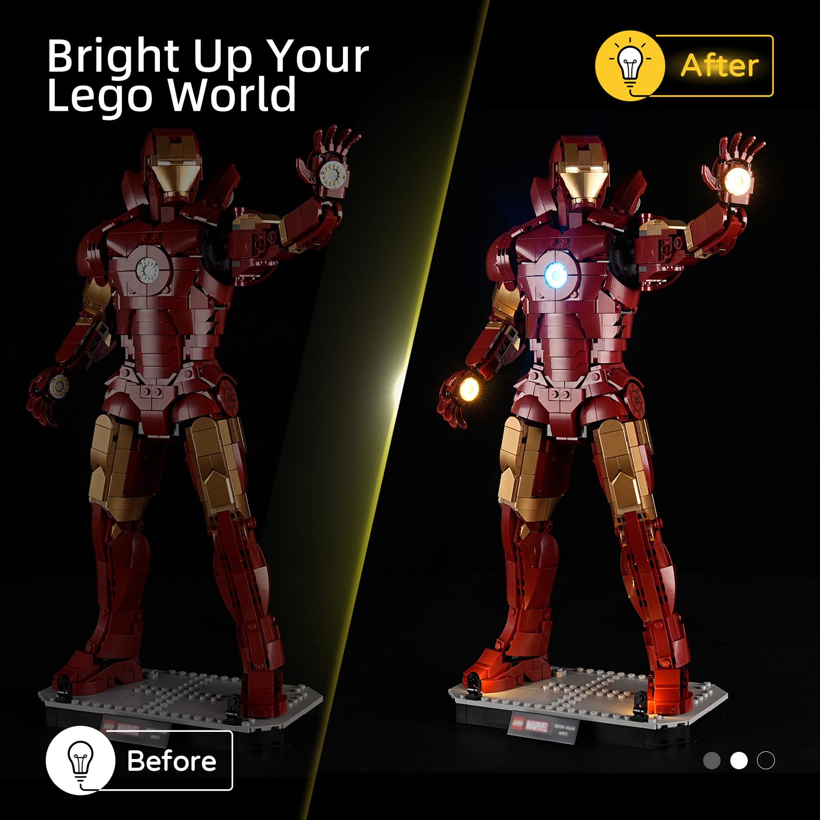YEABRICKS Luce LED per Lego 76344 Super Heroes Marvel Iron Man Mark 3 edizione da collezione (set di mattoncini non incluso)